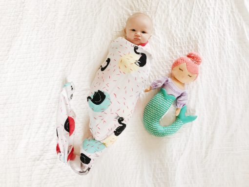 Swan Muslin Swaddle baby blanket Charlie Rowan Designs