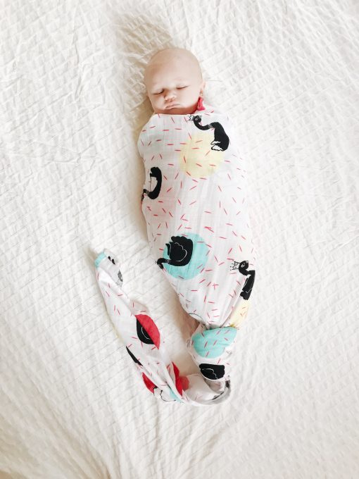 Swan Muslin Swaddle baby blanket Charlie Rowan Designs